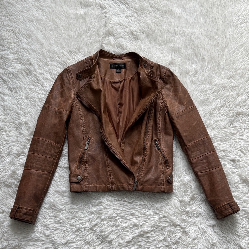 Bagatelle Tan Leather Women's Jacket - Picture 5 of 5